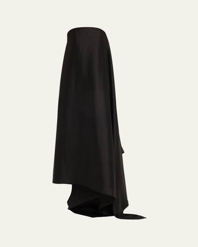 Wren Strapless Asymmetric Silk Maxi Dress
